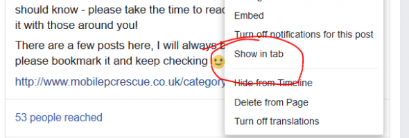 Facebook “View in Tab”