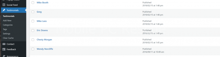 Testimonials Widget crashed